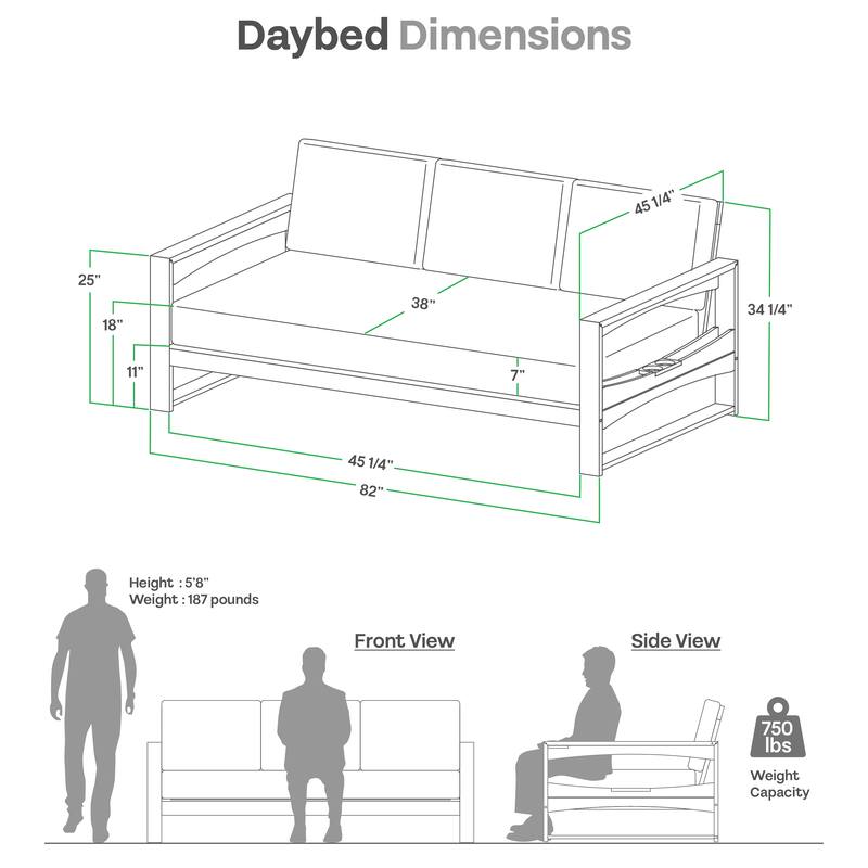 Cambridge Casual Napa Teak Outdoor Patio Daybed with Cushion