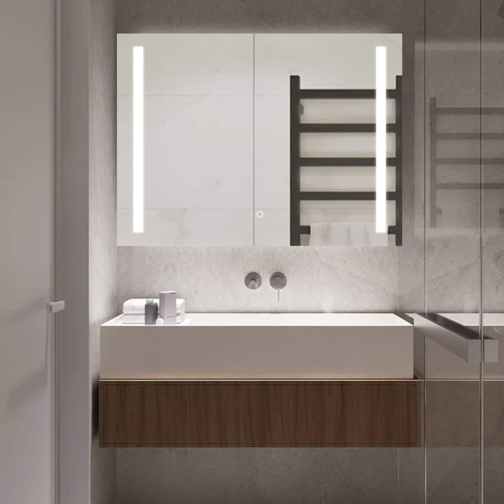 LED Square Simple Mirror, HD Tempered Glass, Ideal for Bath & Bedroom Use