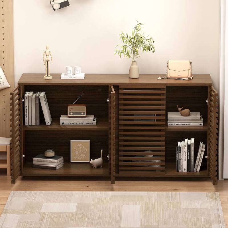 Buffet Sideboard With Solid Wood Doors, Storage Dining Room Cabinet, 59.92"w x 15.75"d x 29.53"h