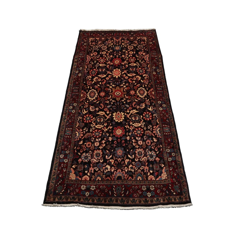 5'3''x11'5'' Hand Knotted Wool Midnight Blue Malayer Traditional Rug - 5' 3'' x 11' 5''