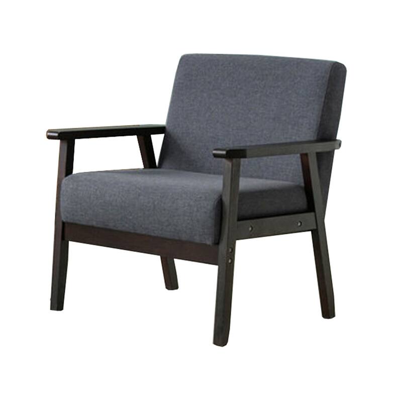 Gala 3 Piece Sofa and Chairs Set, Gray Fabric, 2 Pillows, Black Wood Frame