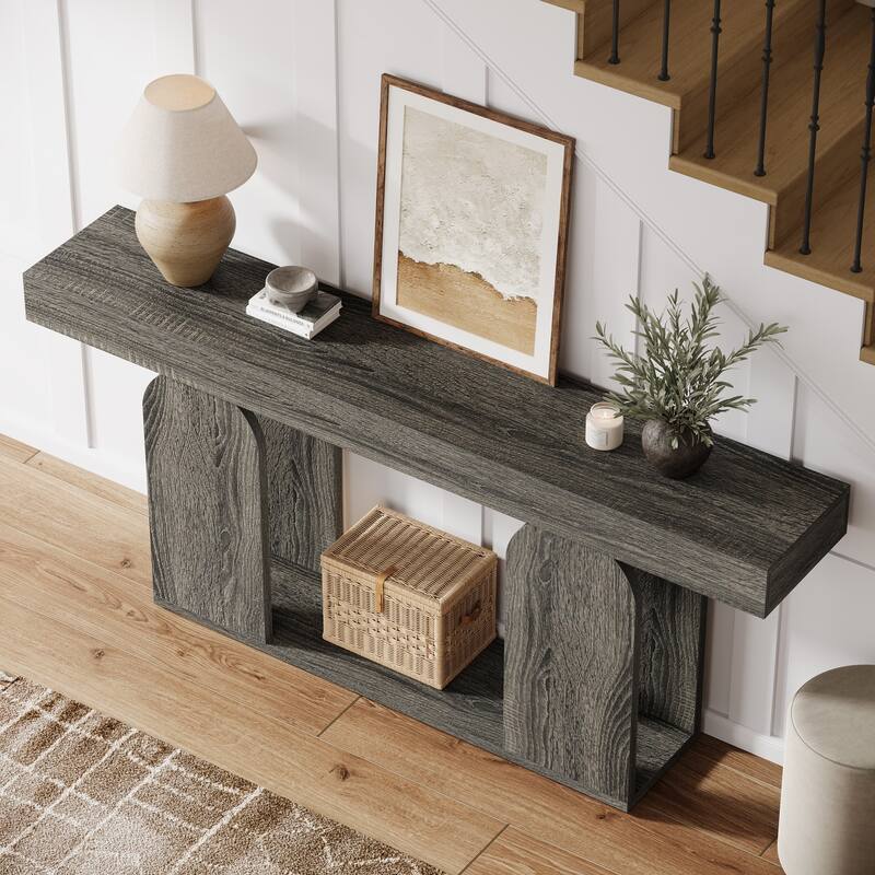 70.9" Console Table, Wood Sofa/Entryway Table with Storage Shelf, Living Room Hallway Foyer Behind Couch