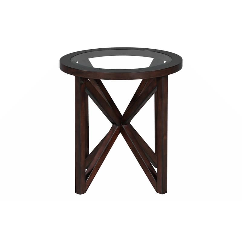 Tempered glass coffee table solid wood base round transparent glass top modern living room terrace study coffee table