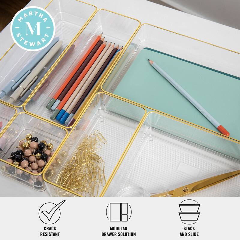Flash Furniture BE-PB3371-G-8-MS Kerry 2" Tall Office Organizer Set - Clear / Gold