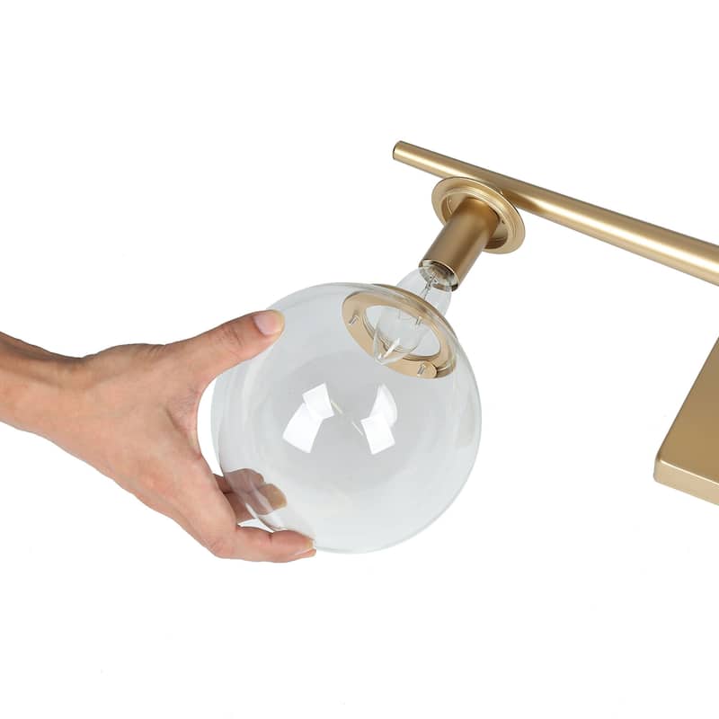 Modern Gold 3-light Bathroom Vanity Lights Farmhouse Globe Glass Dimmable Up & Down Wall Sconce