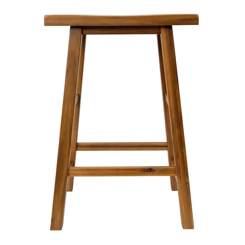 Azalea Park Set of 2 Counter Height All Wood Saddle Stools - 16.5 W x 12.6 D x 24 H"