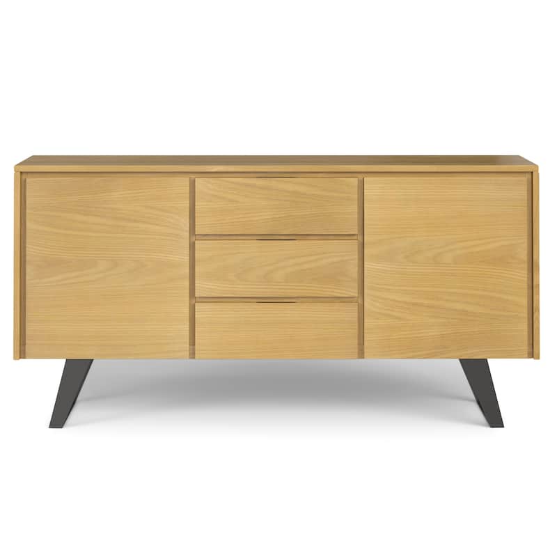 WYNDENHALL Mitchell Metal 60 inch Wide Rectangle Modern Industrial Sideboard Buffet in OAK WOOD - 60'' x 17'' x 30