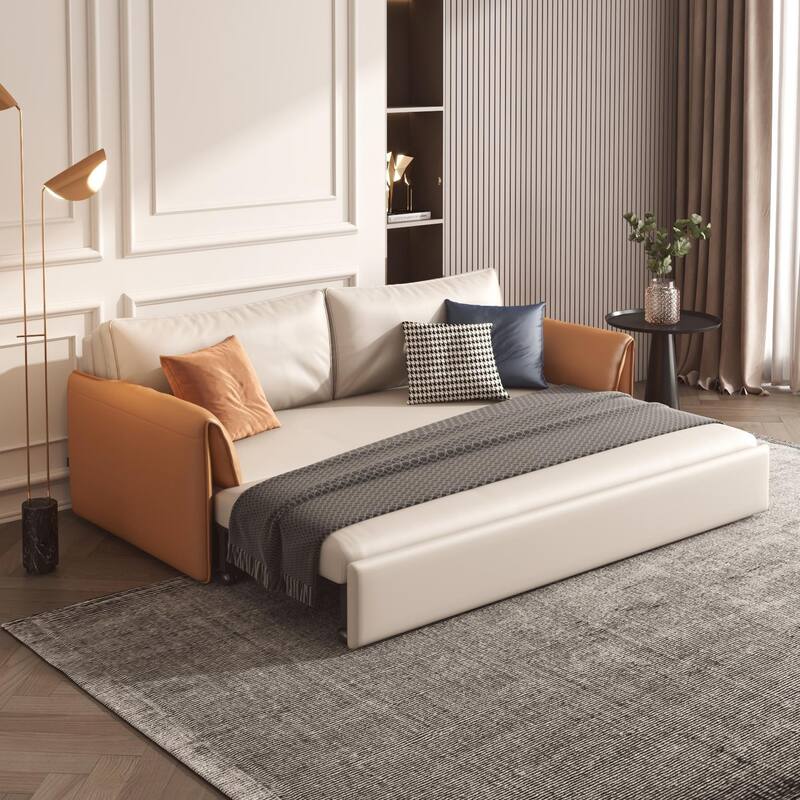 JASIWAY 65.4'' Vegan Leather Sofa Bed Sleeper Sofa