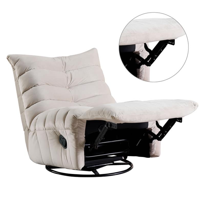 29.1" velvet off-white lazy lift sofa chair with arm pockets