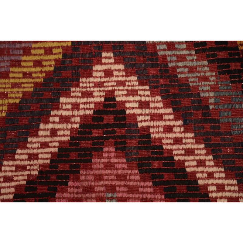Hand Woven Oriental 100% Wool Carpet Southwestern Tribal Multi-Colored Kilim Area Rug - 9' 2'' X 5' 4''