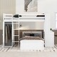 preview thumbnail 32 of 43, Twin Over Twin Size Bunk Bed Wooden Loft Bed with Wardrobe, Desk, Shelves, Safety Guardrail and Ladder