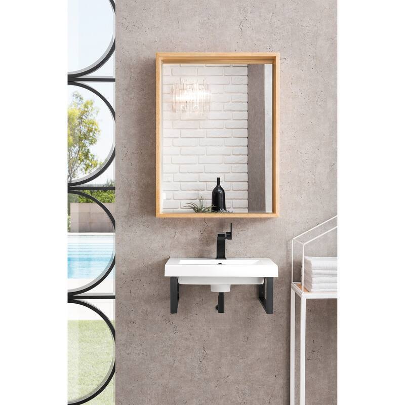Two Boston 15 1/4" Wall Brackets, Brushed Nickel w/20" White Glossy Composite Countertop