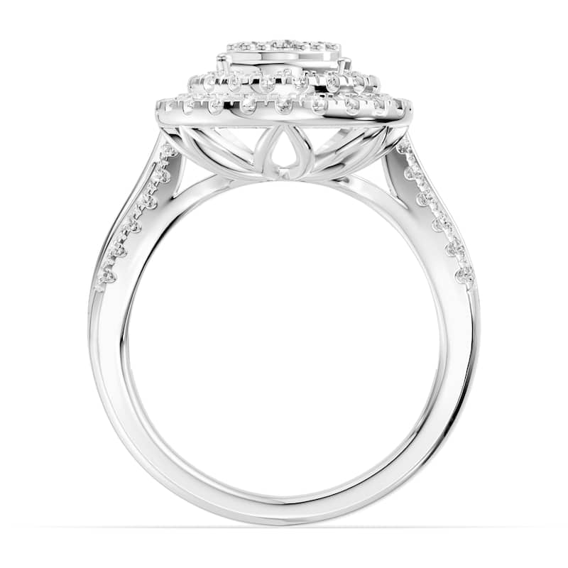 AEON Aurelia Radiance Pear 1.00ct Lab Grown Diamond Cluster Double Halo Ring