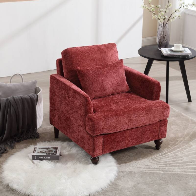 Frame Armchair, Modern Accent Chair - Wine Red