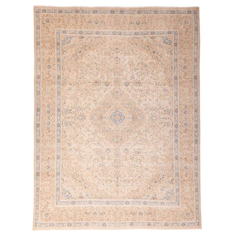 ECARPETGALLERY Hand-knotted Antalya Vintage Beige Wool Rug - 9'7 x 12'10