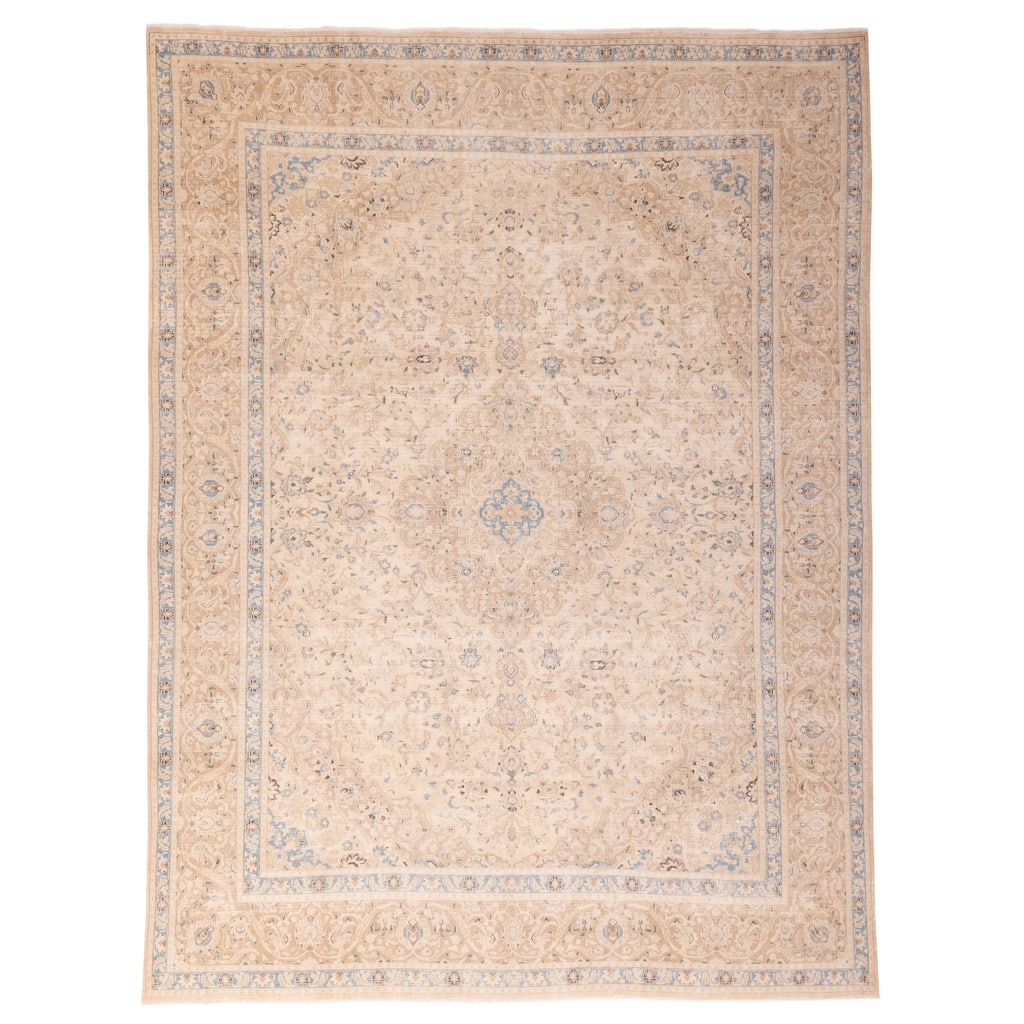 ECARPETGALLERY Hand-knotted Antalya Vintage Beige Wool Rug - 9'7 x 12'10