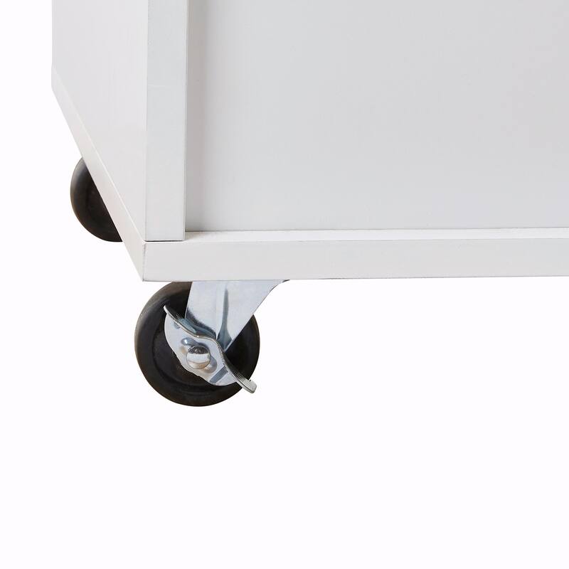 Kitchen Island with Rubber Wood Top, Spacious Drawer, Internal Storage Rack, Wheels
