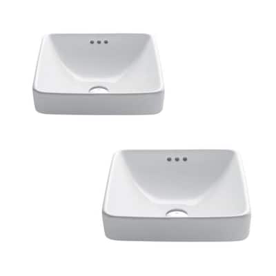 Kraus Pack of (2) Elavo 16-1/4" Square Ceramic Vessel Bathroom Sinks