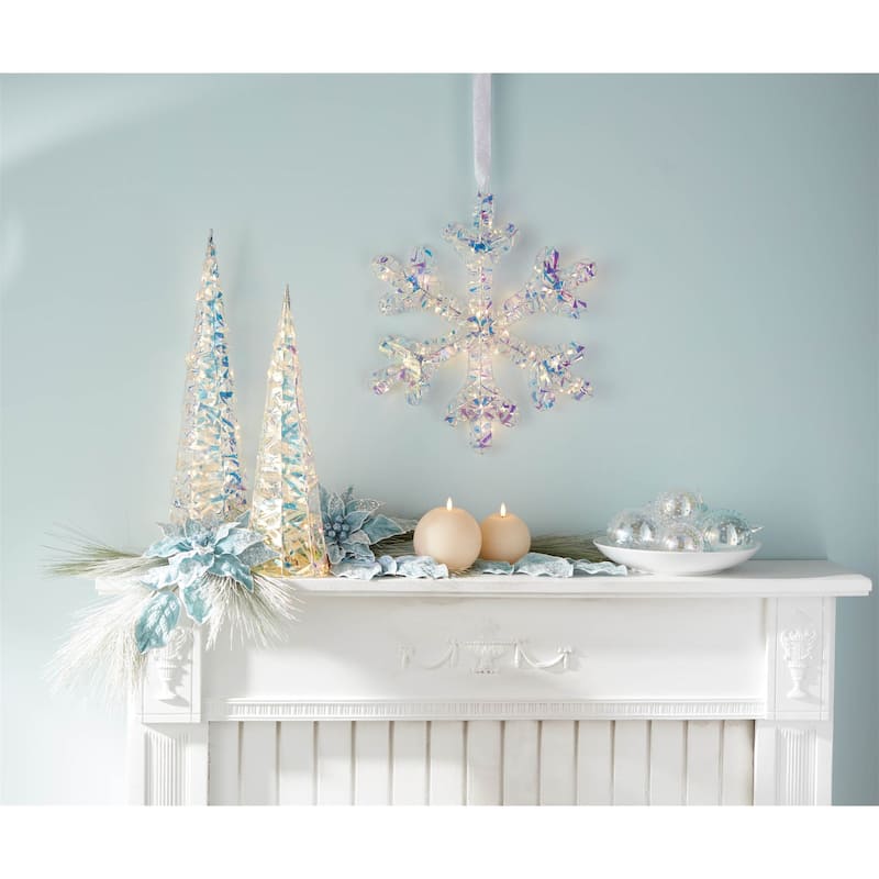Iridescent LED Hanging Snowflake (Set of 2)