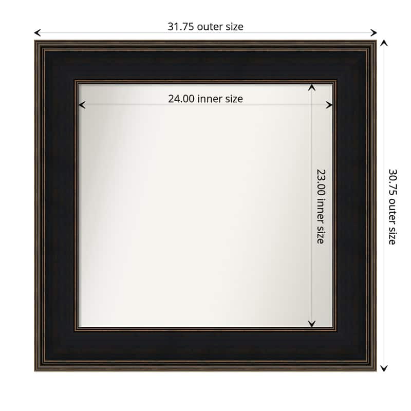 Mezzanine Espresso Framed Non-Beveled Custom Wall Mirror, Bathroom Vanity Mirror - Outer Size: 31.75 x 30.75