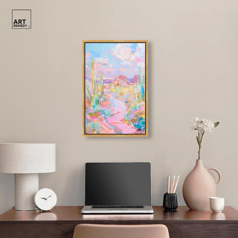 Pink and Teal Landscape Canvas by Art Remedy