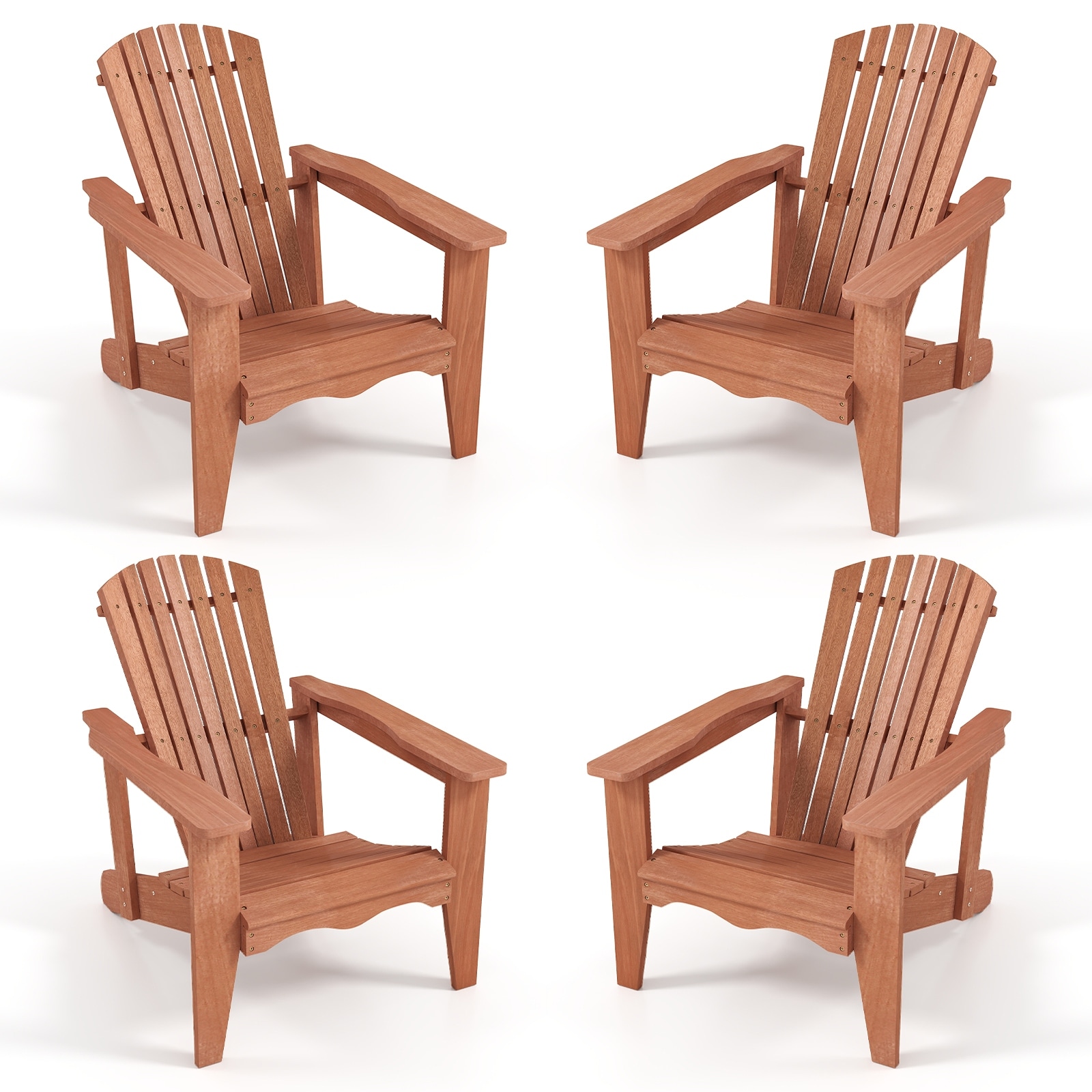 Gymax 4PCS Solid Wood Garden Chair w/ High Backrest Wide Armrests &