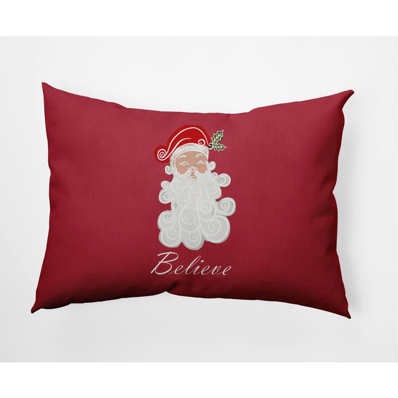 Believe in Santa Christmas Indoor/Outdoor Throw Pillow - 14" x 20" - Muted Red