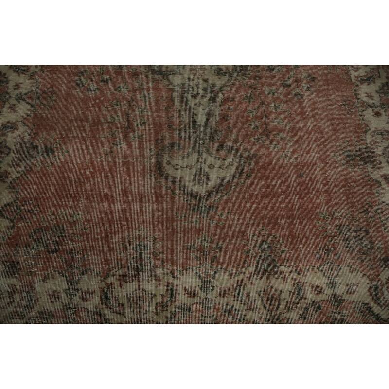 Hand Knotted Oriental 100% Wool Carpet Transitional Floral Red Anatolian Area Rug - 9' 5'' X 6' 0''