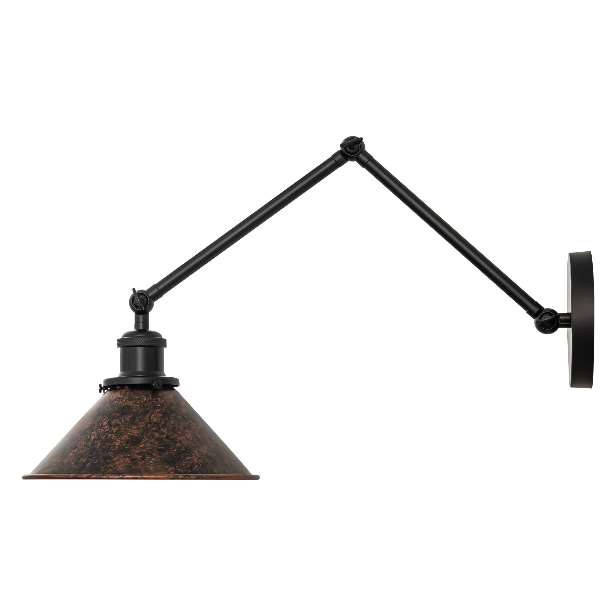 1-Light Vintage Industrial Black and Rust Finish Cone Shade with