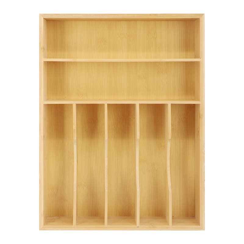 Space-Saving Bamboo 7 Section Kitchen and Office Drawer Organizer