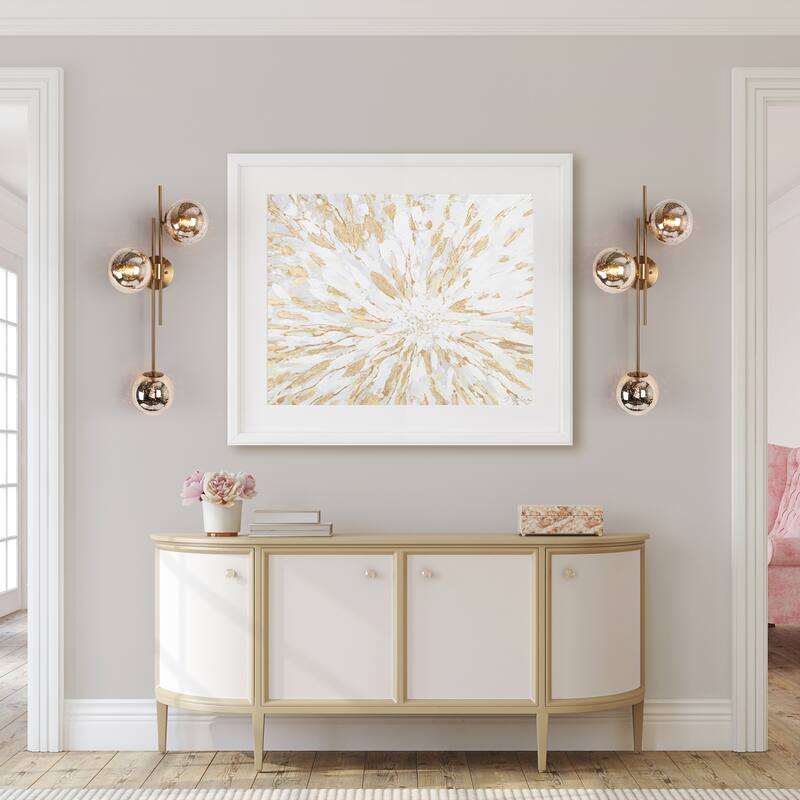 Bela Modern Glam Gold 3-Light Chandelier Wall Sconce Orb Mercury Glass Vanity Light - W12" x H30"
