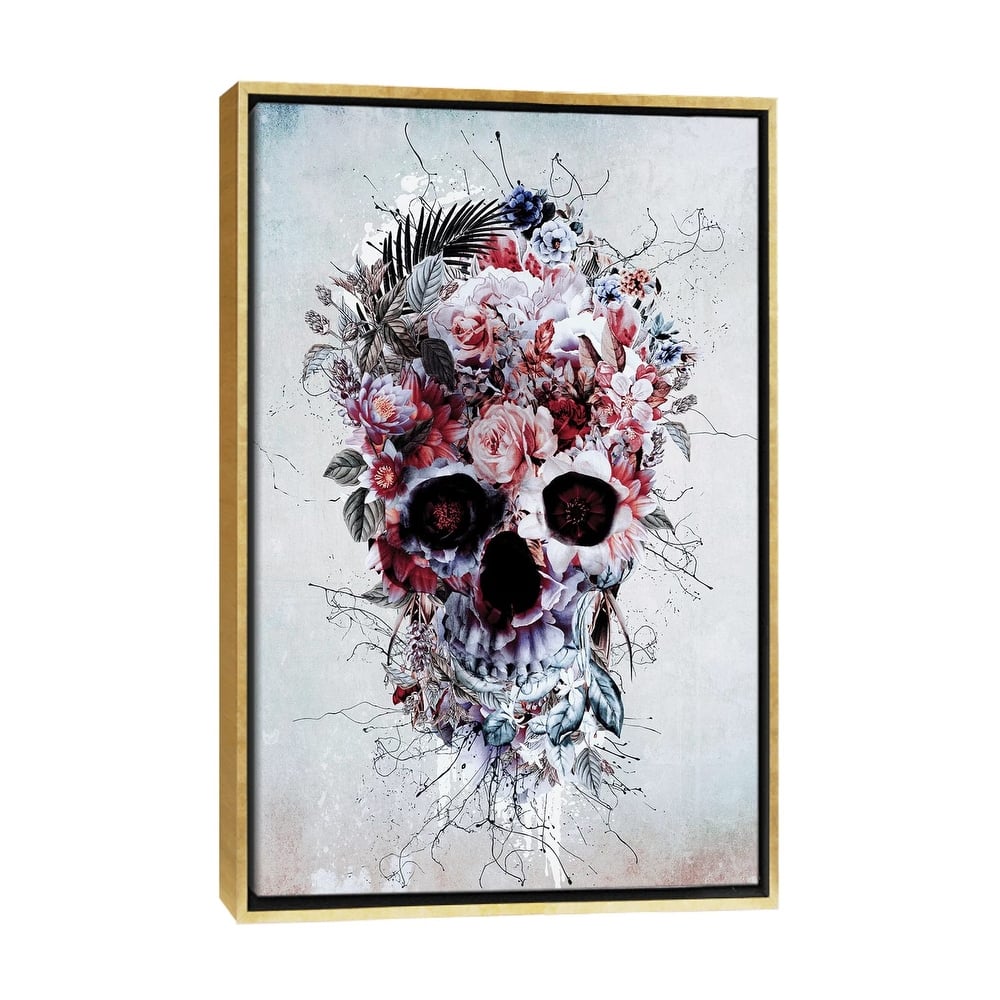iCanvas "Floral Skull RPE" by Riza Peker Framed Canvas Print