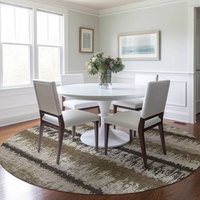 Machine Washable Indoor/ Outdoor Abstract Ombre Chantille Rug