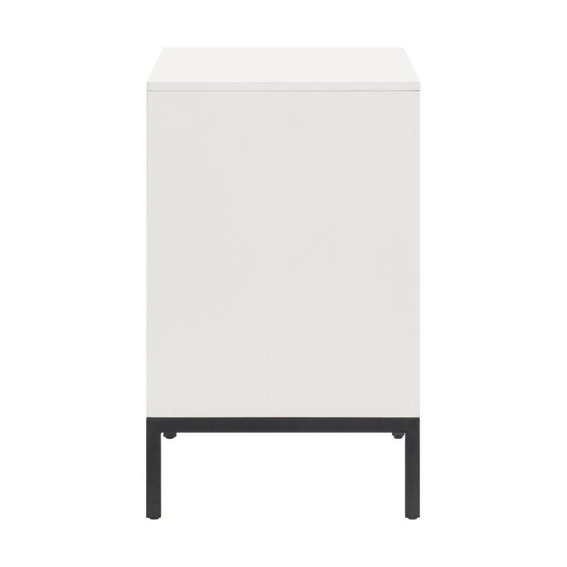 White/Brown 2 Drawer 18 in. W Nightstand with Sturdy Hardware and Ample Storage