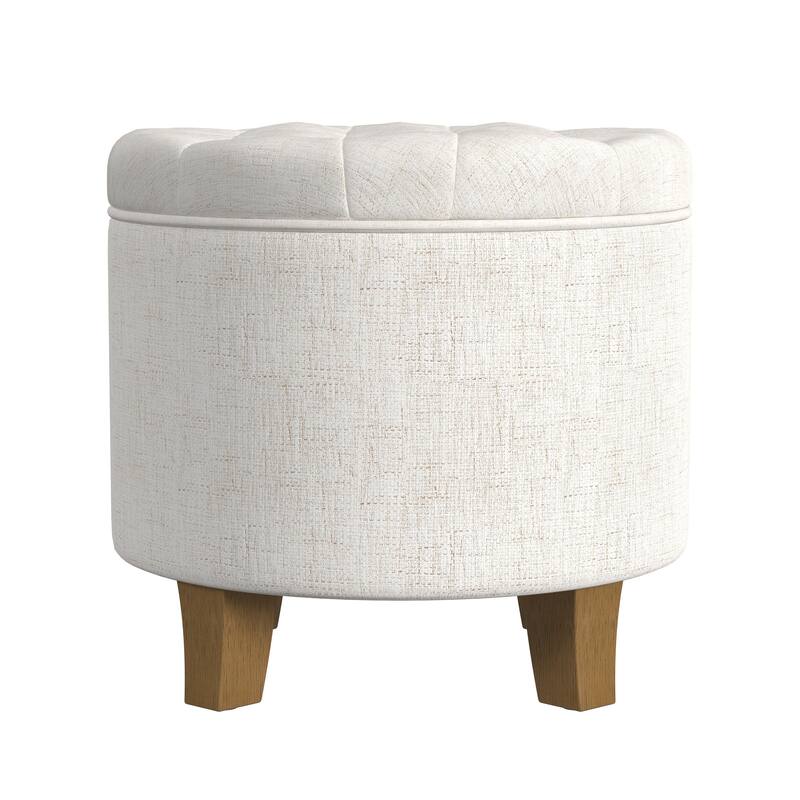 Carson Carrington Hare Button-tufted Round Storage Ottoman
