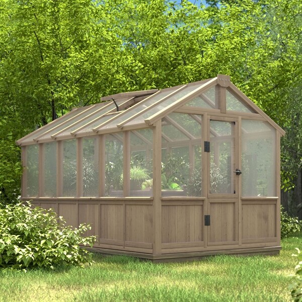 VEIKOUS Walk-in Wooden Greenhouse for Outside, Garden and Backyard
