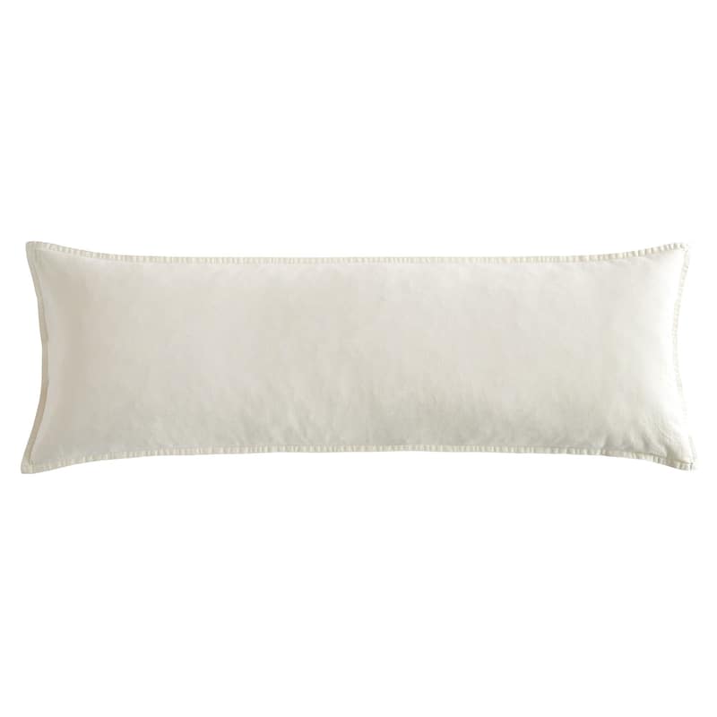 HiEnd Accents Stonewashed Cotton Canvas Rustic Traditional Long Lumbar Pillow, 14"x42"