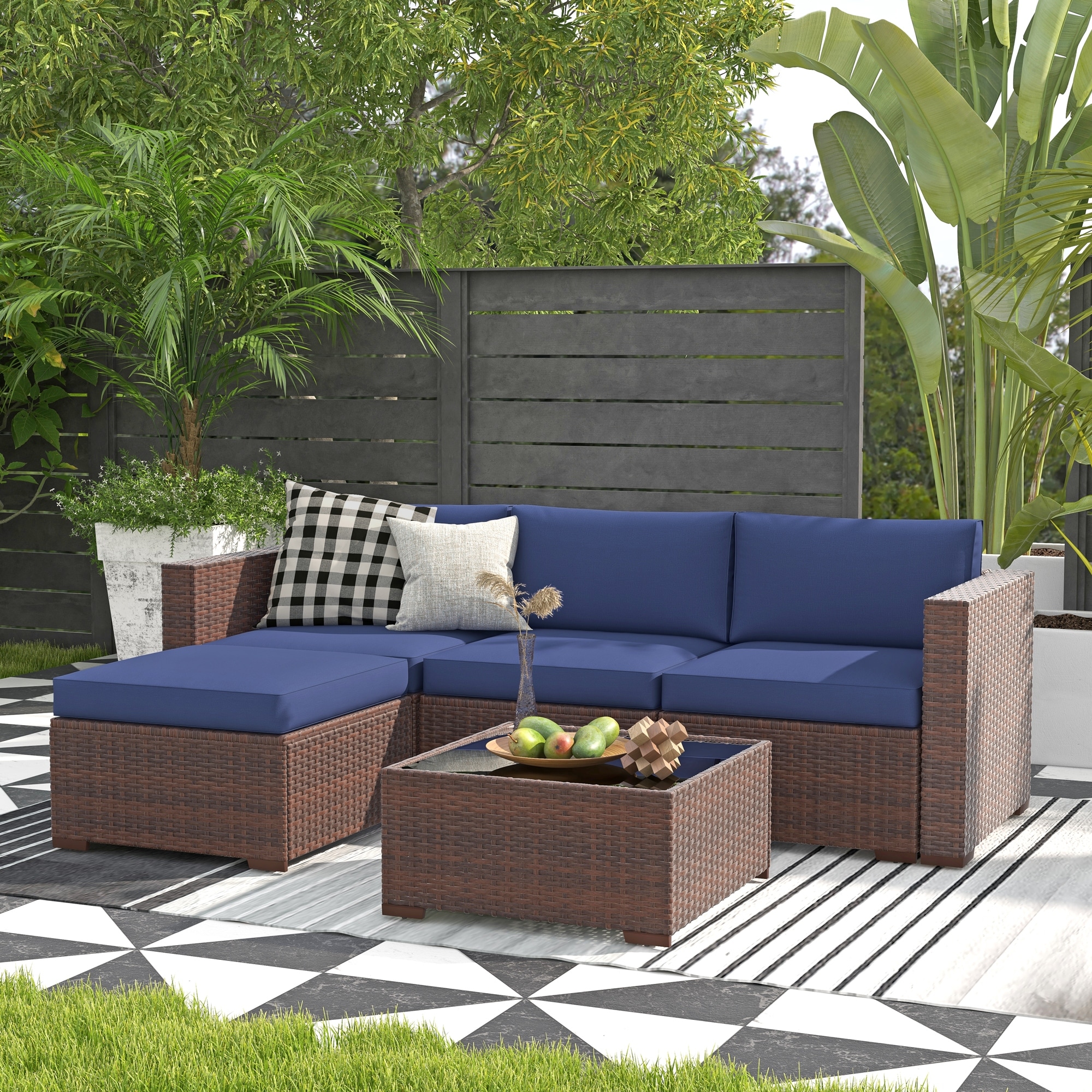 Dowd 5 best sale piece rattan sectional