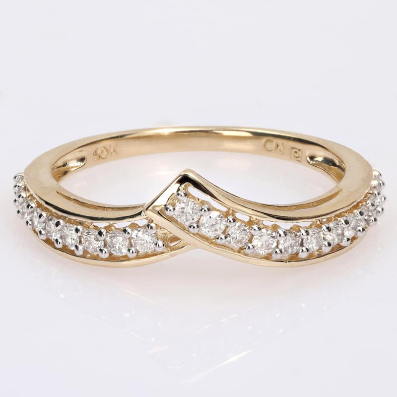 Miadora 1/3ct TDW Diamond Contour Stackable Wedding Band Ring in 10k Yellow Gold