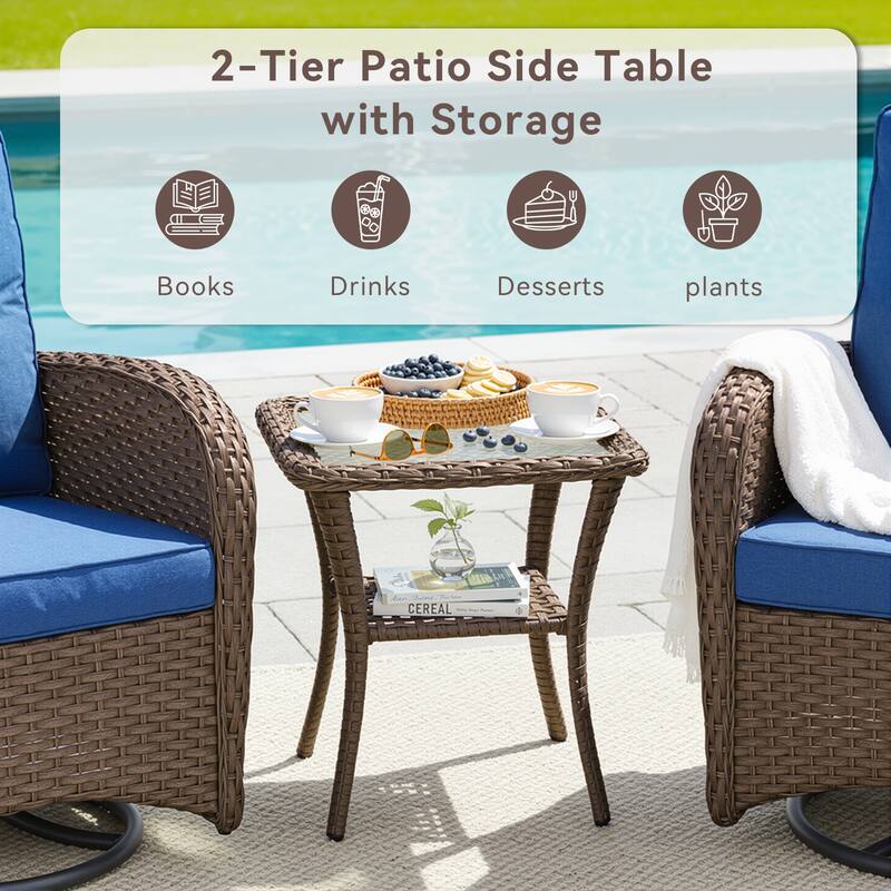 Pocassy Outdoor Patio Side Tables End Table for Swivel Chair
