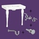 preview thumbnail 7 of 8, White Porcelain Console Sink with Hardwood Leg, 8 Faucet and P Trap