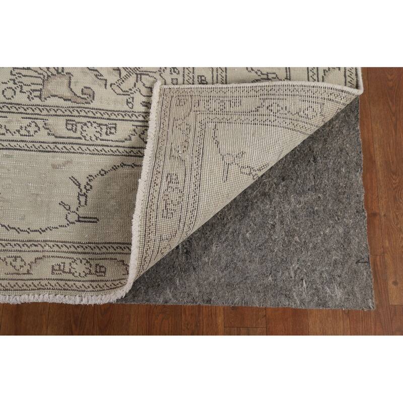 Distressed Tabriz Vintage Persian Rug Hand-Knotted Bedroom Wool Carpet - 7'11" x 11'0"