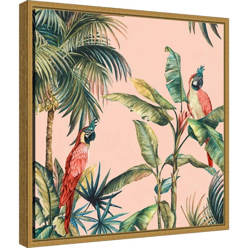 Tropicano II (Parrot in Palm) by Eva Watts Framed Canvas Art