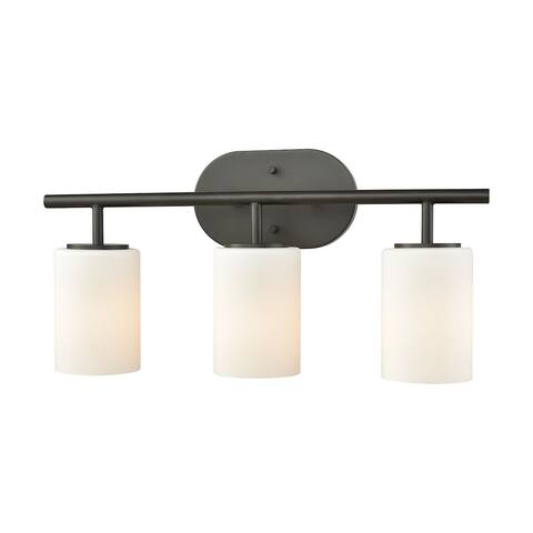 Pemlico 3-Light Vanity Lamp in Oil Rubbed Bronze with White Glass