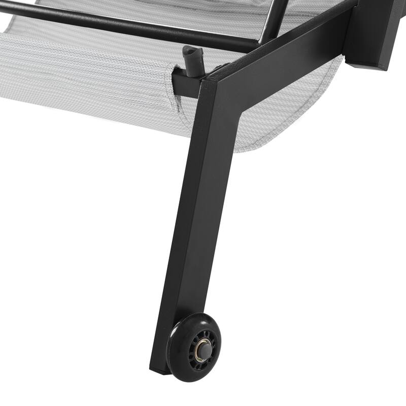 Corvus Sorrento Outdoor Sling Fabric Adjustable Chaise Lounge with Arms