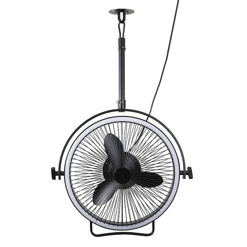 20" Industrial Black Integrated LED Rotatable Caged Ceiling Fan with Remote