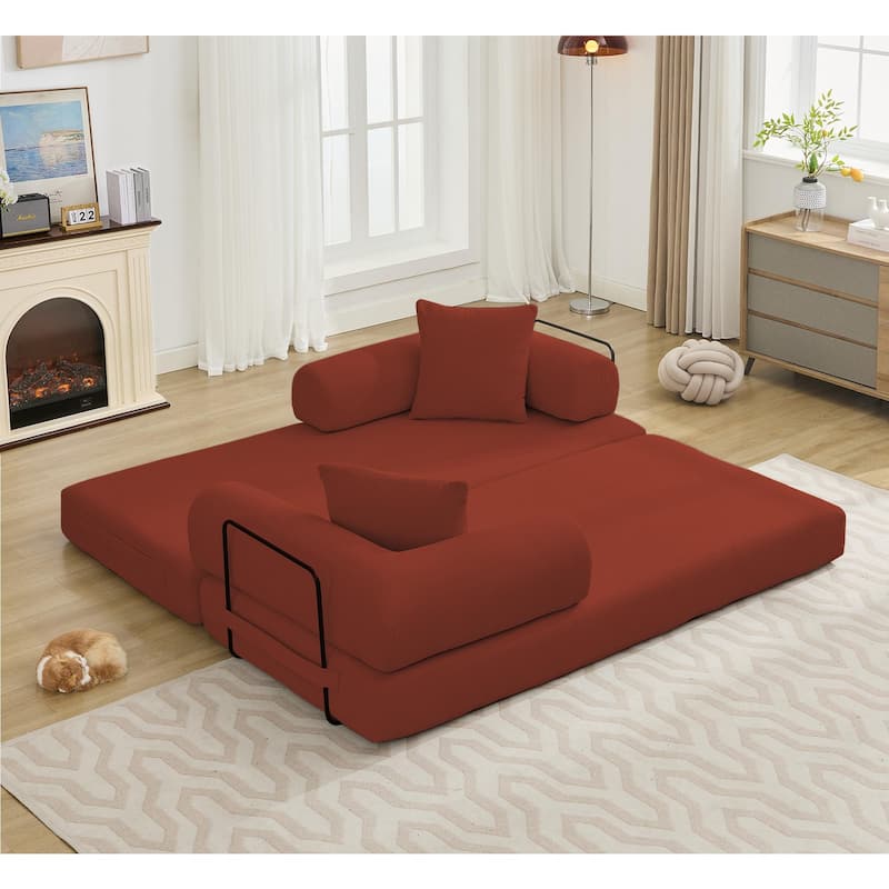 Convertible Out Sofa Bed, 4-in-1 DIY Combination Convertible Sofa, Folding Sleeper Sofa with Adjustable Armrests