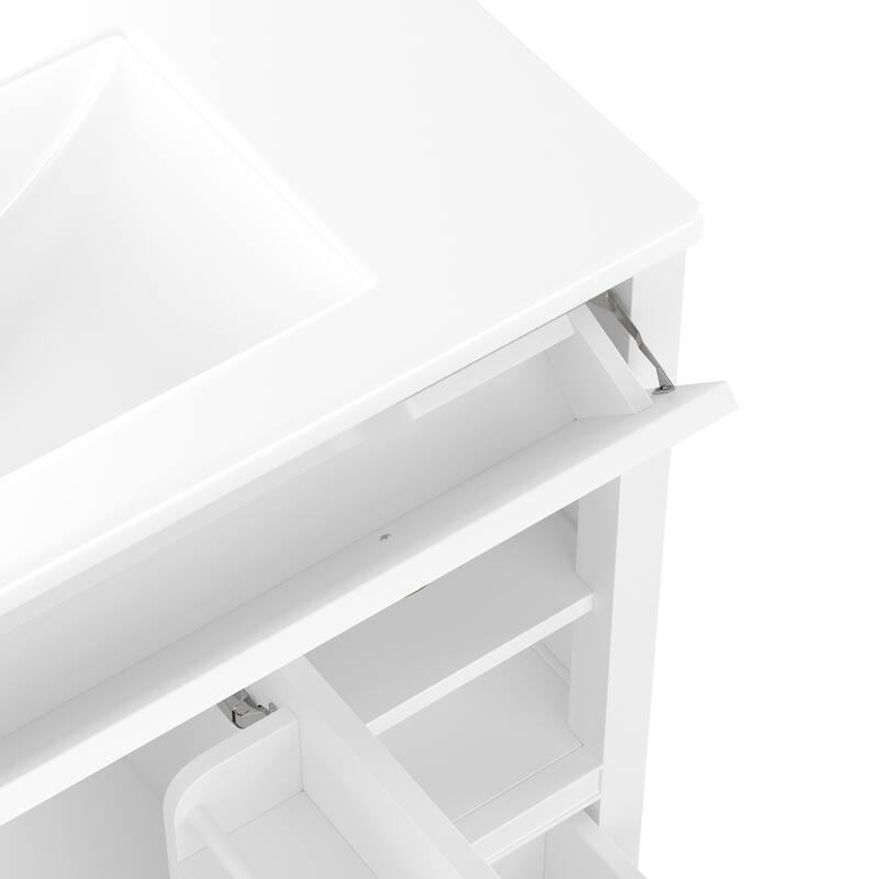 36" Bathroom vanity with sink, multi-functional bathroom cabinet with doors and storage shelves, featuring drawers