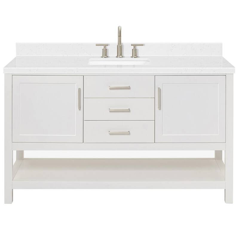 Ariel R060SCQRVO Bayhill 60" Free Standing Single Basin Vanity Set - White