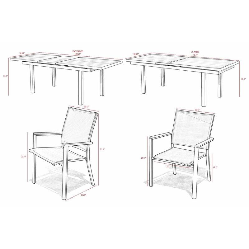Madeira Grey Seagull 11-Piece Aluminum Outdoor Dining Set with Sling Set in Pewter - N/A